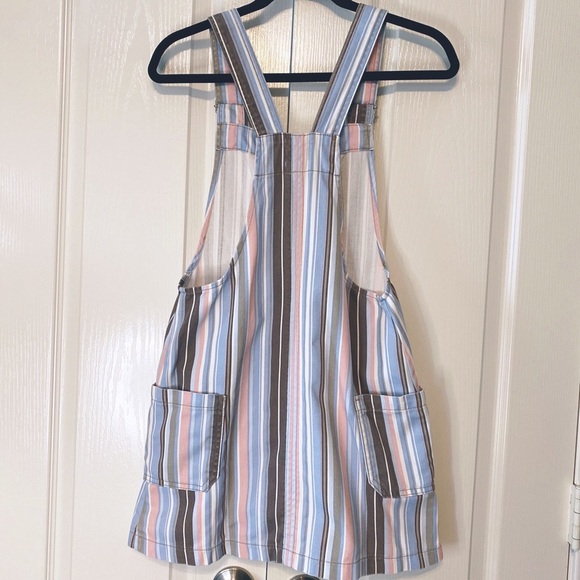 BDG Gray Pastel Striped Button Front Overall Sleeveless Skirtall Casual Dress XS - Picture 2 of 13